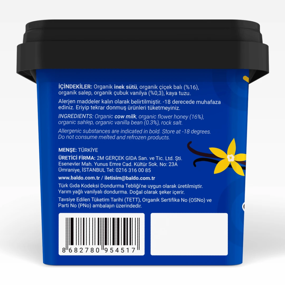 BALDO ORGANİK Çubuk Vanilyalı Dondurma 400 gr