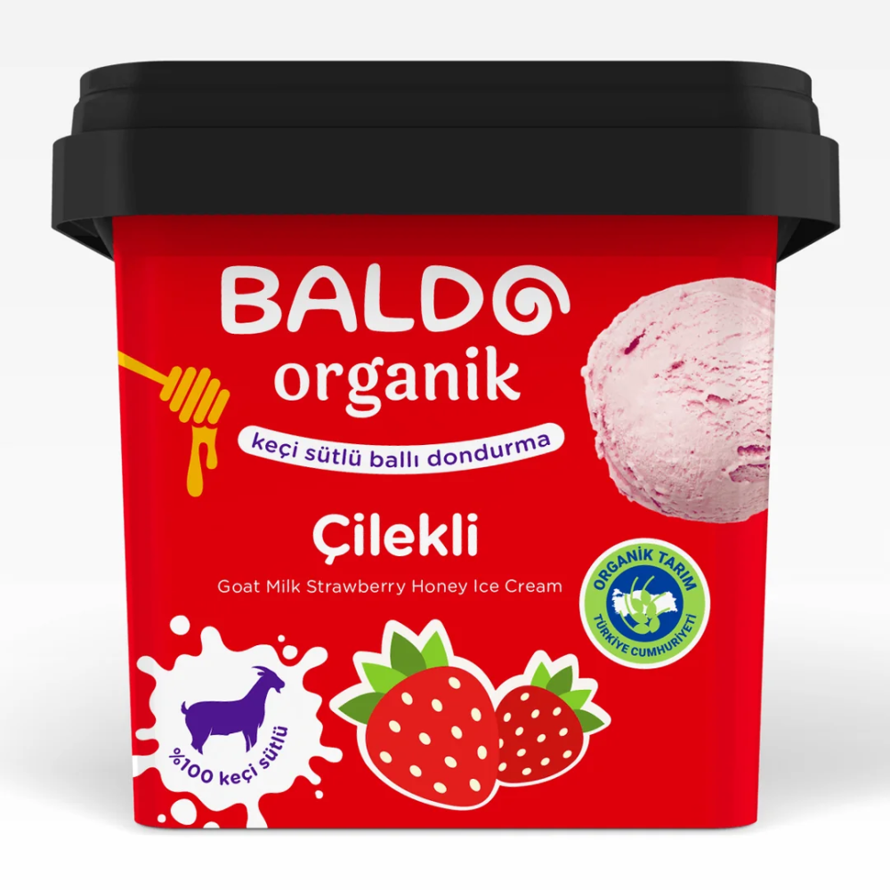 Keçi Sütlü Çilekli Dondurma 400 gr