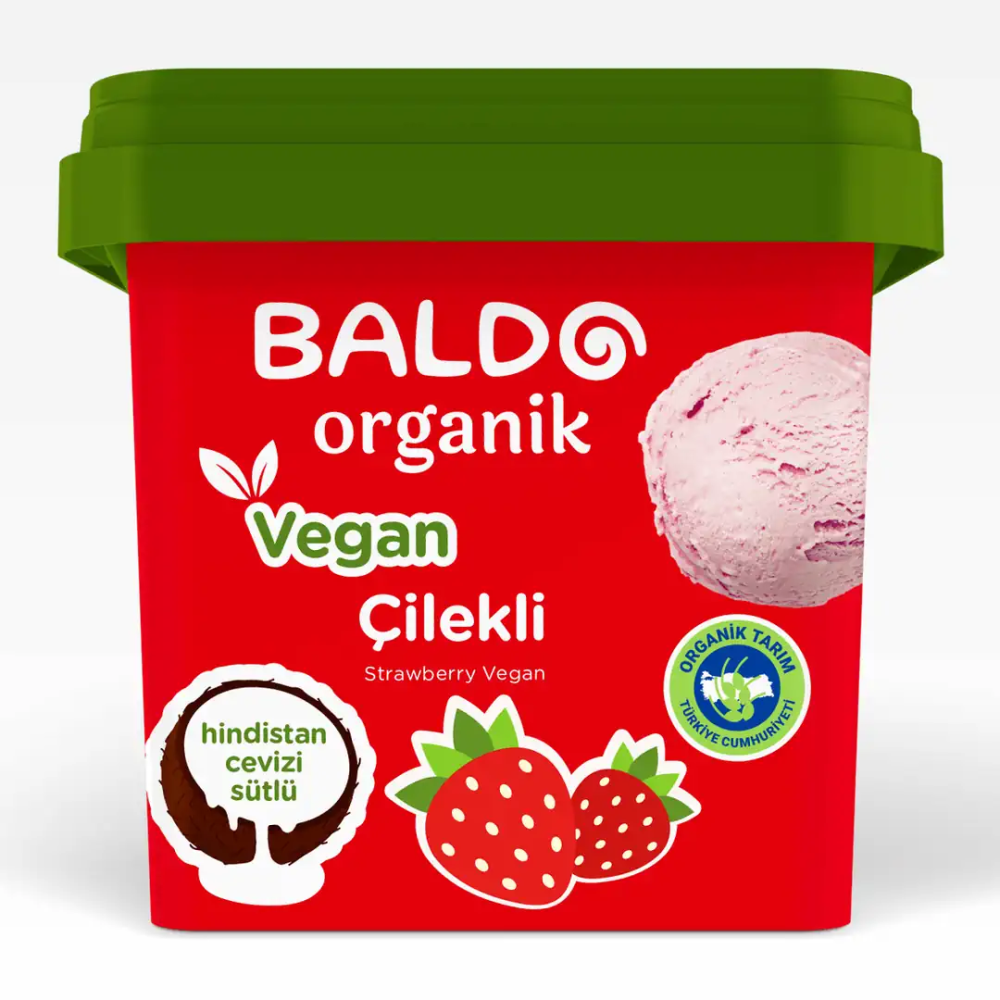 Baldo Organik Çilekli Vegan Dondurma 400 gr
