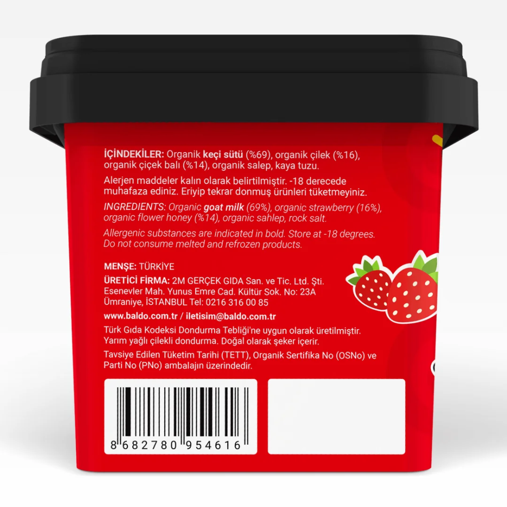 Keçi Sütlü Çilekli Dondurma 400 gr