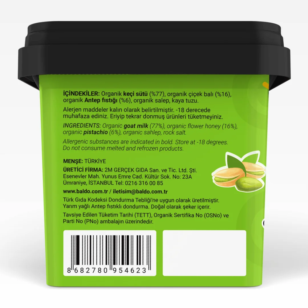 Keçi Sütlü Antep Fıstıklı Dondurma 400 gr