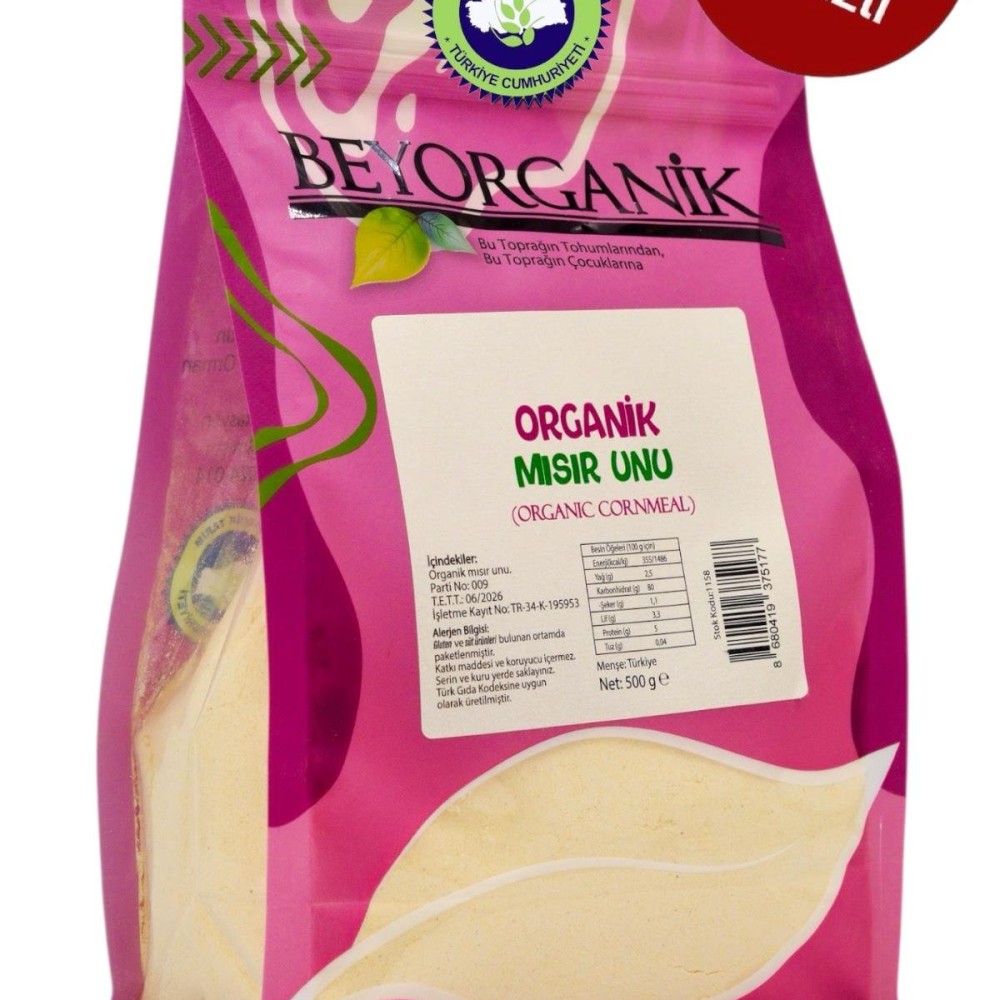 Ekmek, kek ve hamur işleri için uygun, koruyucu içermeyen organik mısır unu