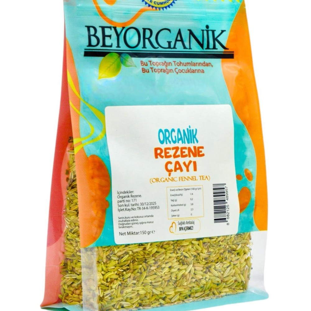 Katkısız, koruyucu içermeyen ve özenle hazırlanmış organik rezene bitki çayı