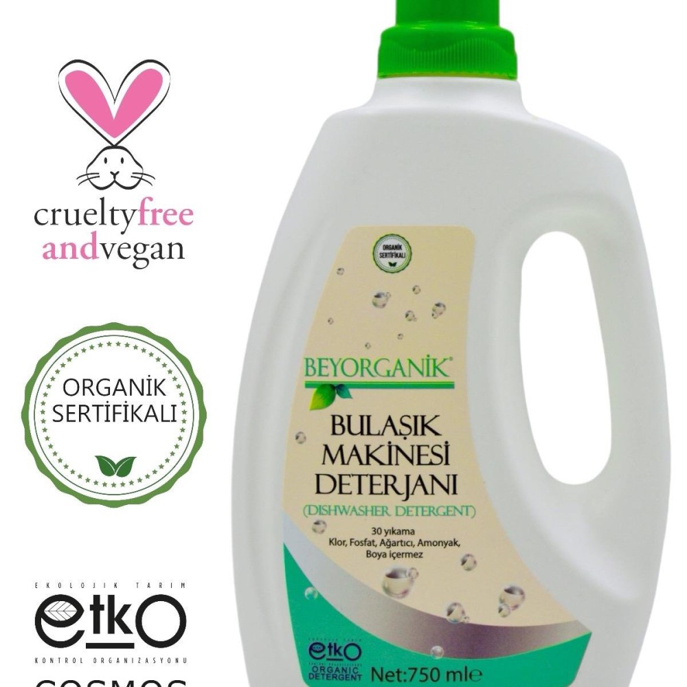 Organik Vegan Bulaşık Makinesi Deterjanı 750ml – bitkisel içerikli, katkısız ve çevre dostu doğal temizlik ürünü