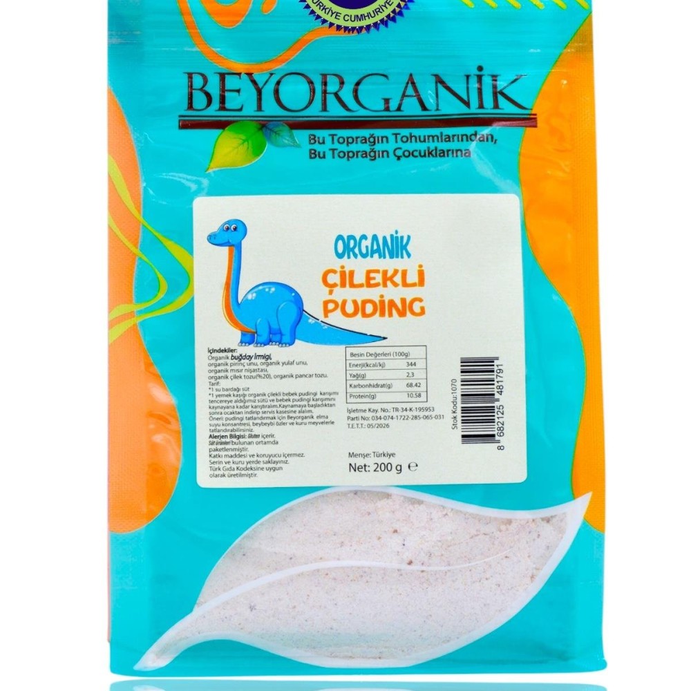 Organik Çilekli Bebek Pudingi 200 gr (+12 Ay)