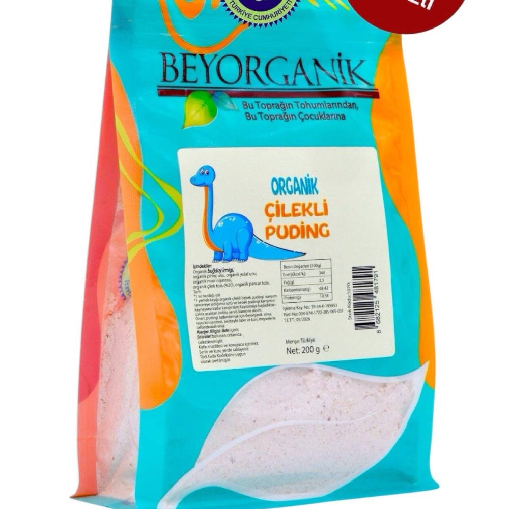 Organik Çilekli Bebek Pudingi 200 gr (+12 Ay)