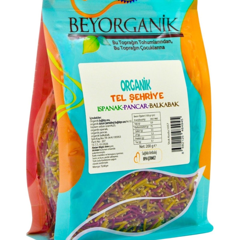 Organik Tel Şehriye 200gr (Ispanaklı, Pancarli, Balkabaklı)