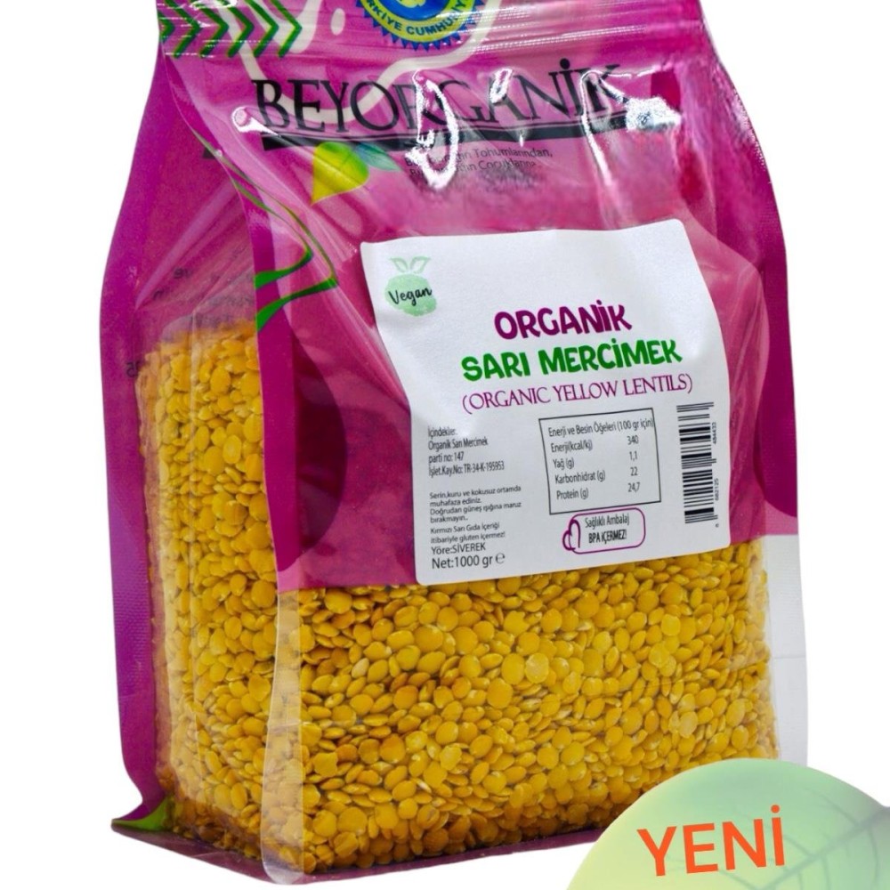 Katkısız, koruyucu içermeyen ve sofraların vazgeçilmezi organik sarı mercimek