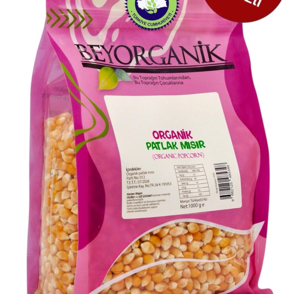 Katkısız, koruyucu içermeyen ve doğal içeriklerle hazırlanmış organik patlak mısır