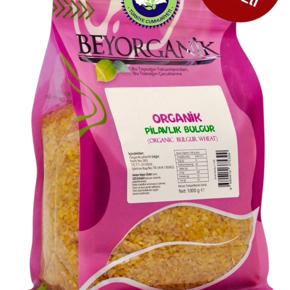Katkısız, koruyucu içermeyen ve doğal içeriklerle hazırlanmış organik pilavlık bulgur