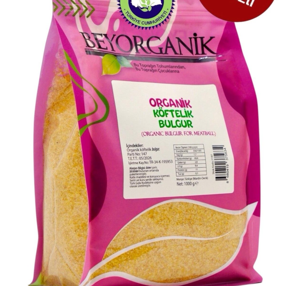 Organik Köftelik Bulgur 1kg (Pestisit ve Aflatoksin Analizli)