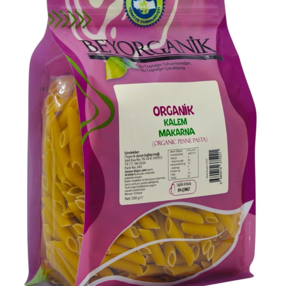 Organik Kalem Makarna - Uzun Penne (500 gr)