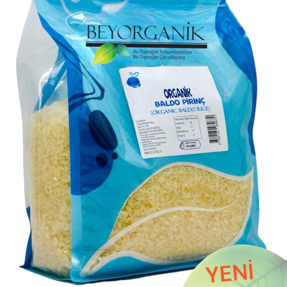 Katkısız, koruyucu içermeyen ve lezzetli pilavlar için ideal organik baldo pirinç
