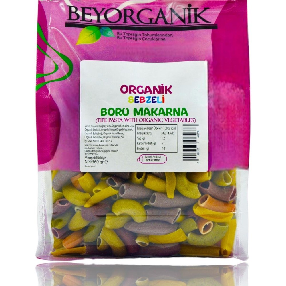Katkısız, koruyucu içermeyen ve sofralarınıza renk katan organik sebzeli makarna