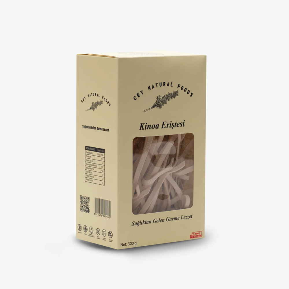 Kinoa Eriştesi 300gr – Glutensiz, katkısız ve protein ile lif zengini sağlıklı kinoa bazlı erişte