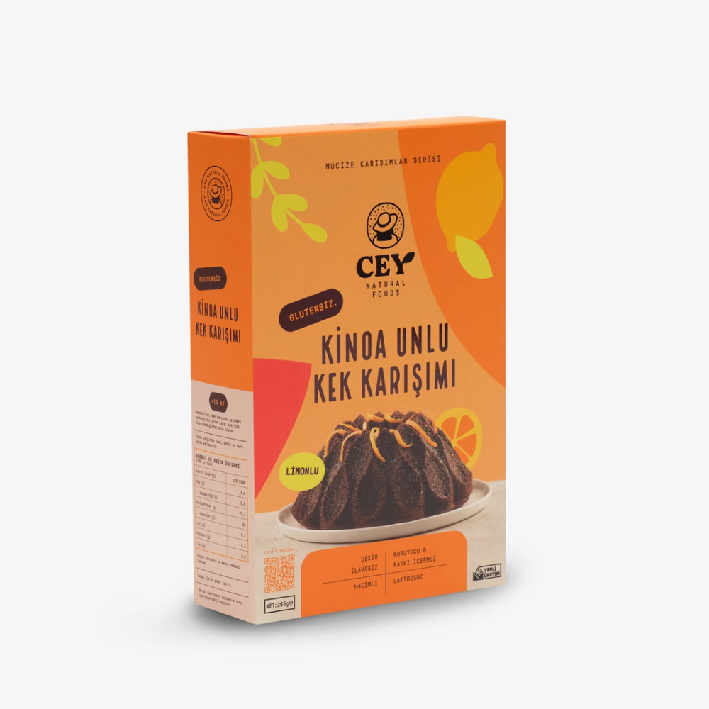 Limonlu Kek Karışımı 265gr – Glutensiz, katkısız ve kinoa unu bazlı sağlıklı limon aromalı kek karışımı