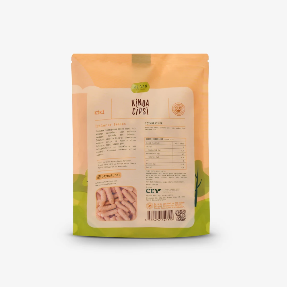 Kiki Acılı Kinoa Cipsi 30gr – Kinoa bazlı, acı biber aromalı, glutensiz ve sağlıklı atıştırmalık cips