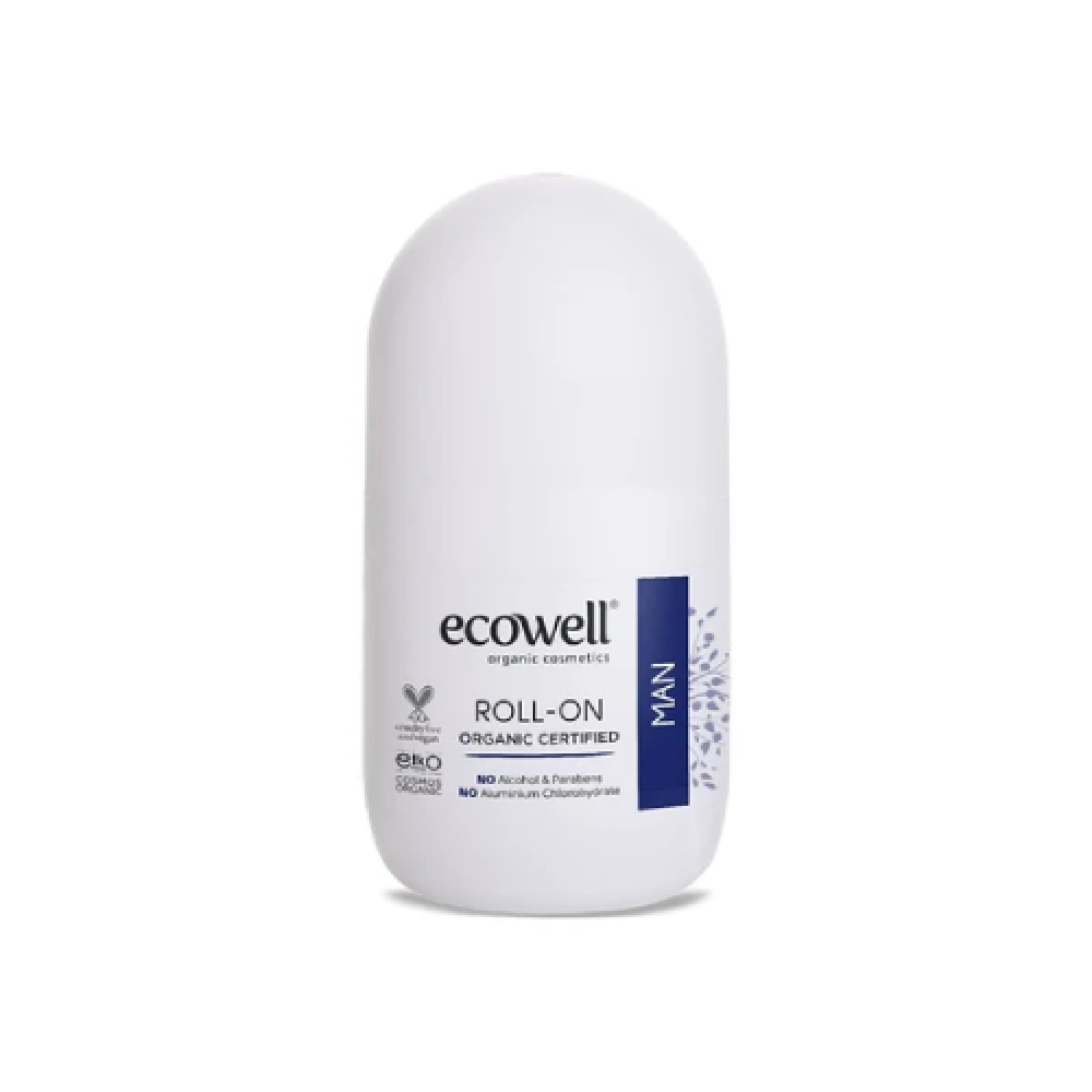 Ecowell Organik Roll On Erkek 50 ml doğal katkısız ve hassas ciltler için güvenli terleme karşıtı koruma ürünü