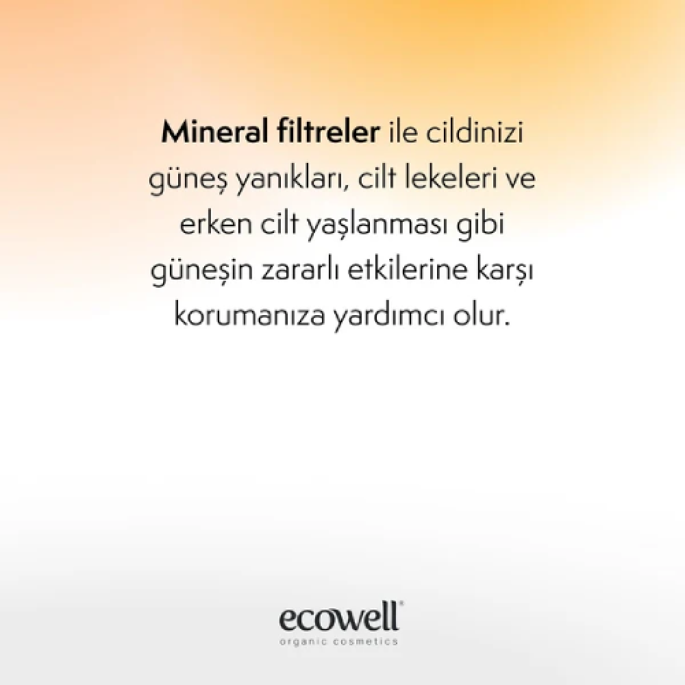 Ecowell Organik Güneş Kremi 50 ml doğal katkısız ve hassas ciltler için güvenli güneş koruma ürünü