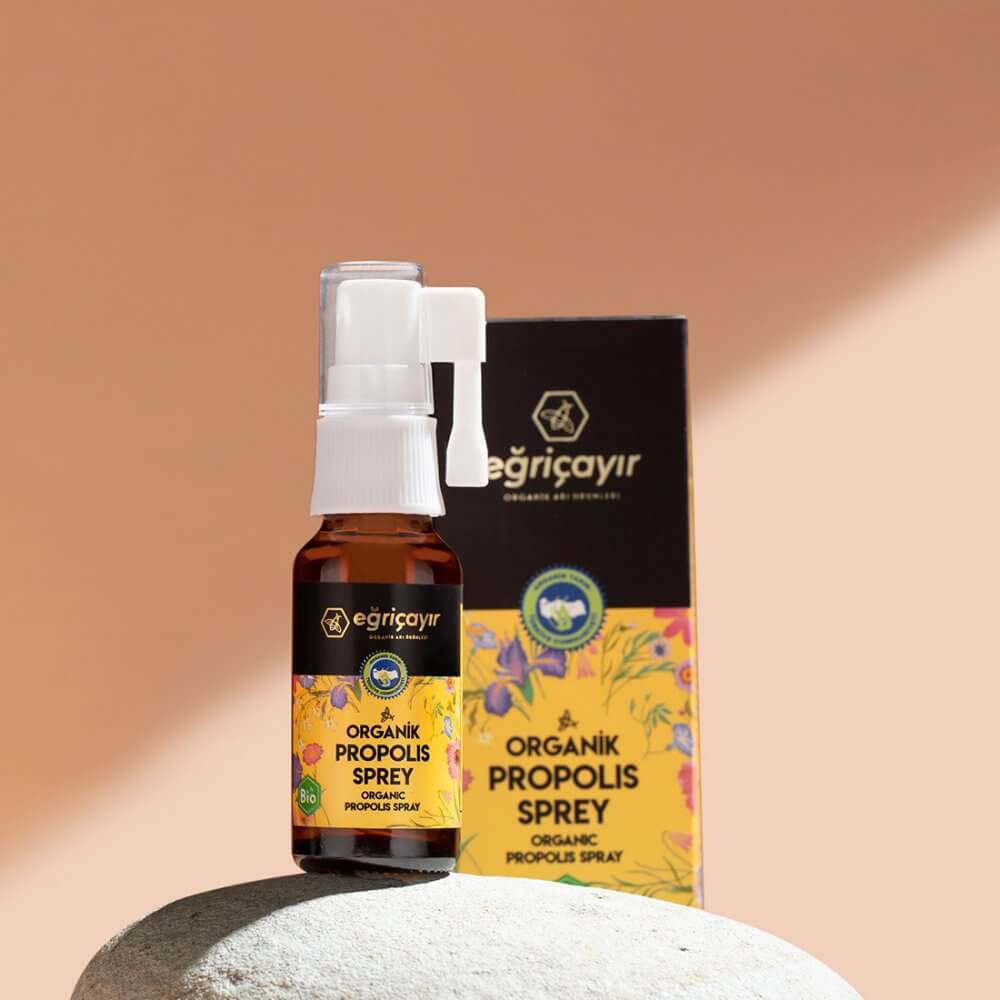 Organik propolisli boğaz spreyi 20 ml, %10 propolis ve kekik yağlı, aparatlı sprey başlık
