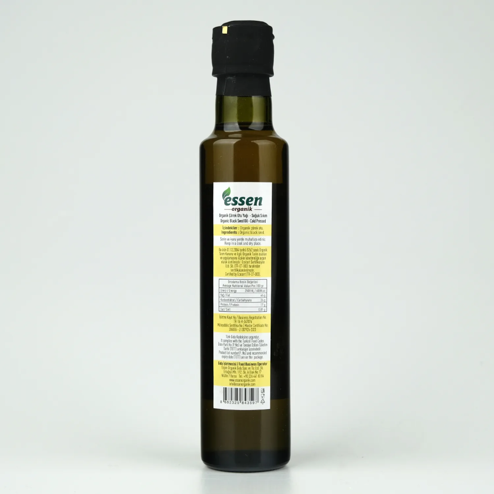 Organik çörek otu yağı 250 ml şişe, soğuk sıkım ekonomik boy gıda takviyesi