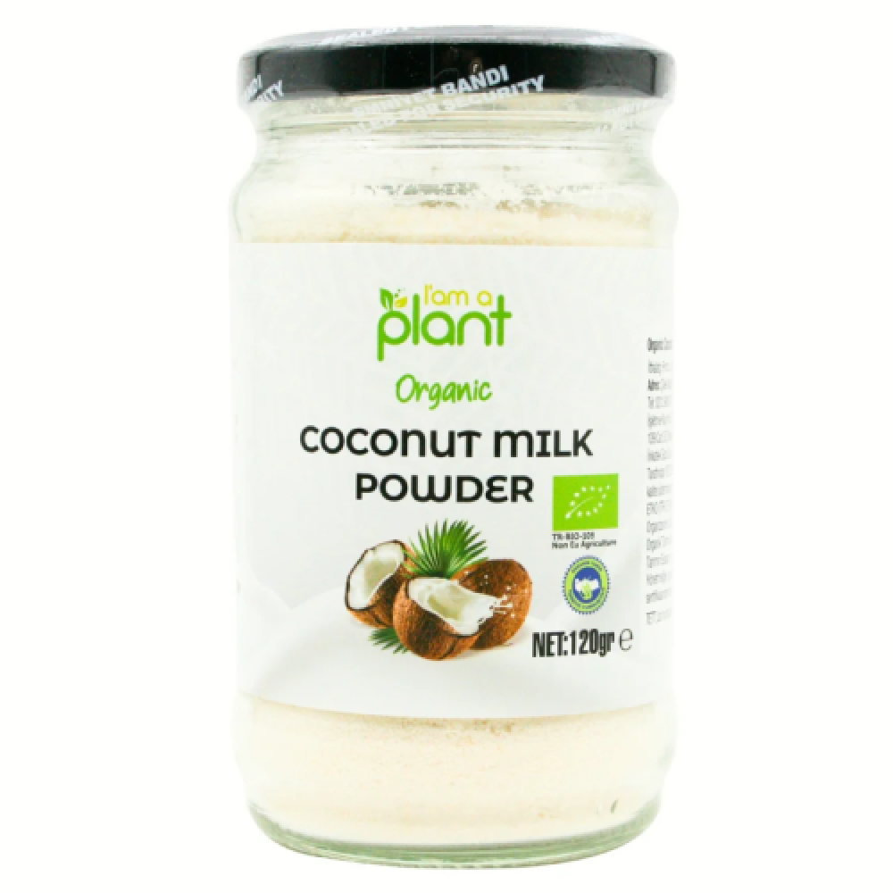 Organik hindistan cevizi sütü tozu 120 gr pratik kullanım cam kavanoz