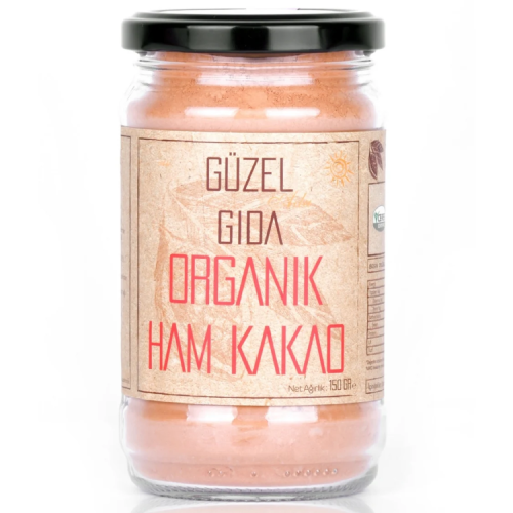 Organik ham kakao tozu 150 gr Peru menşeli cam kavanoz