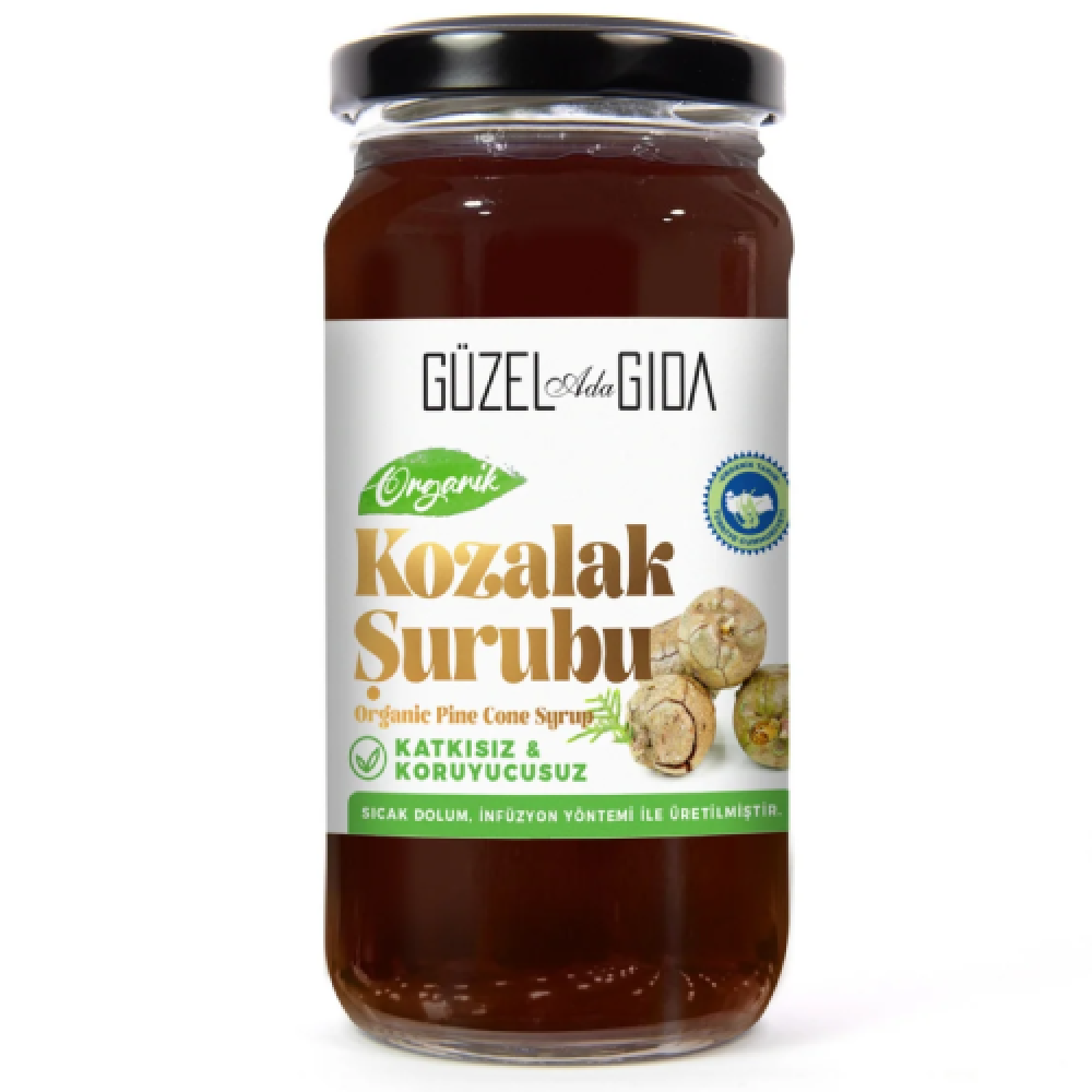 Organik kozalak şurubu 230 ml rafine şekersiz cam şişe