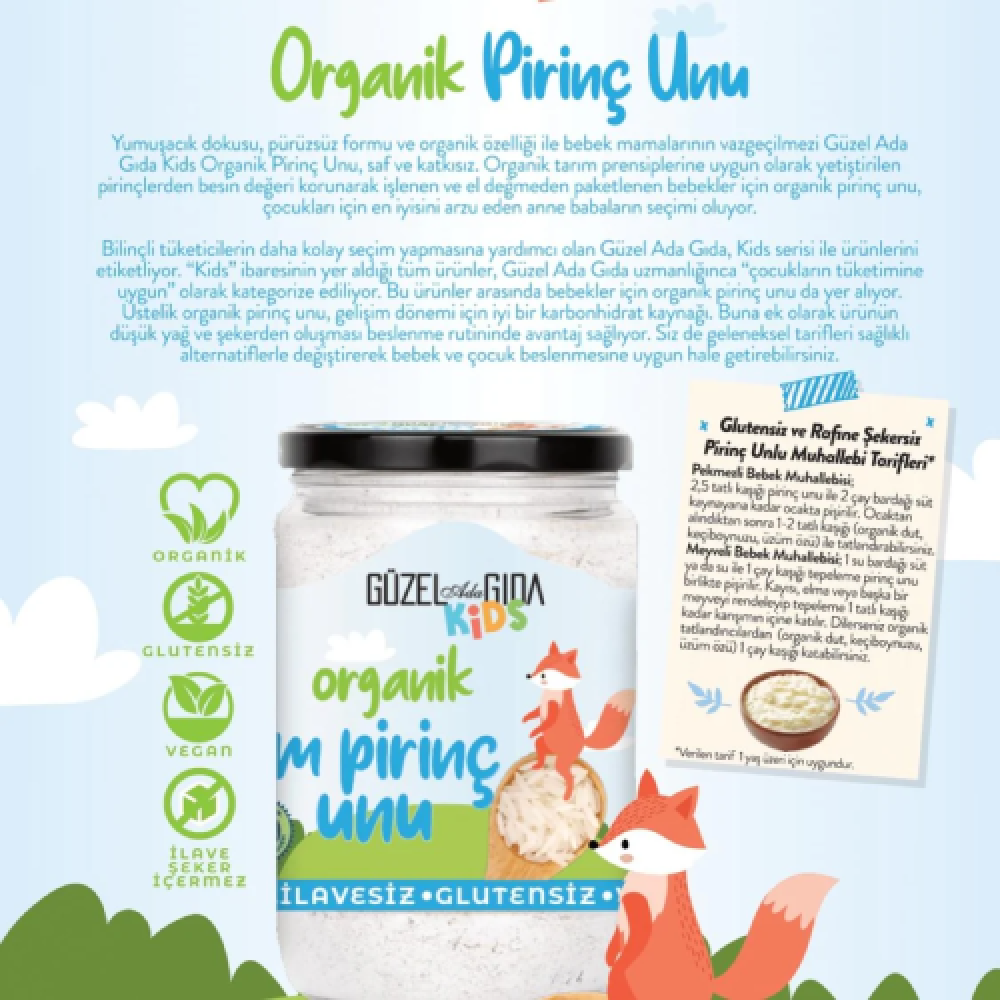 Organik pirinç unu 400 gr taş değirmen glutensiz paket