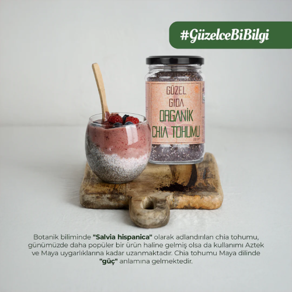 Organik chia tohumu 200 gr cam kavanoz Paraguay menşeli