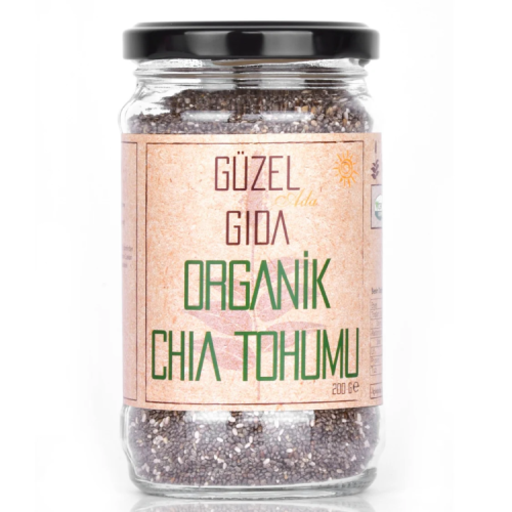 Organik chia tohumu 200 gr cam kavanoz Paraguay menşeli