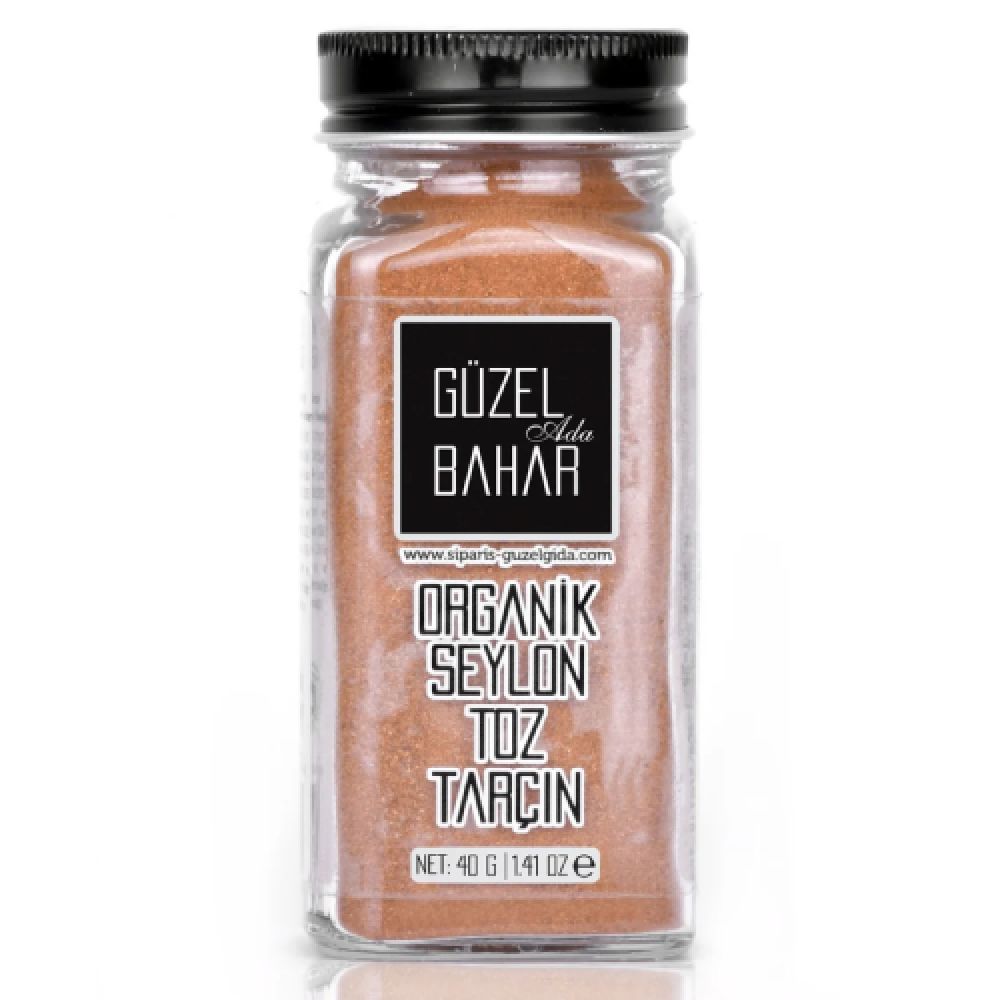 Organik seylon toz tarçın 40 gr Sri Lanka menşeli cam kavanoz