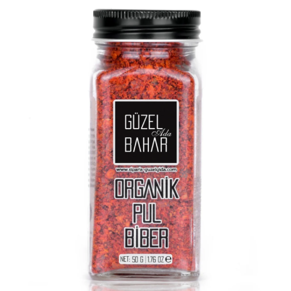 Organik pul biber 50 gr Türkiye menşeli cam kavanoz
