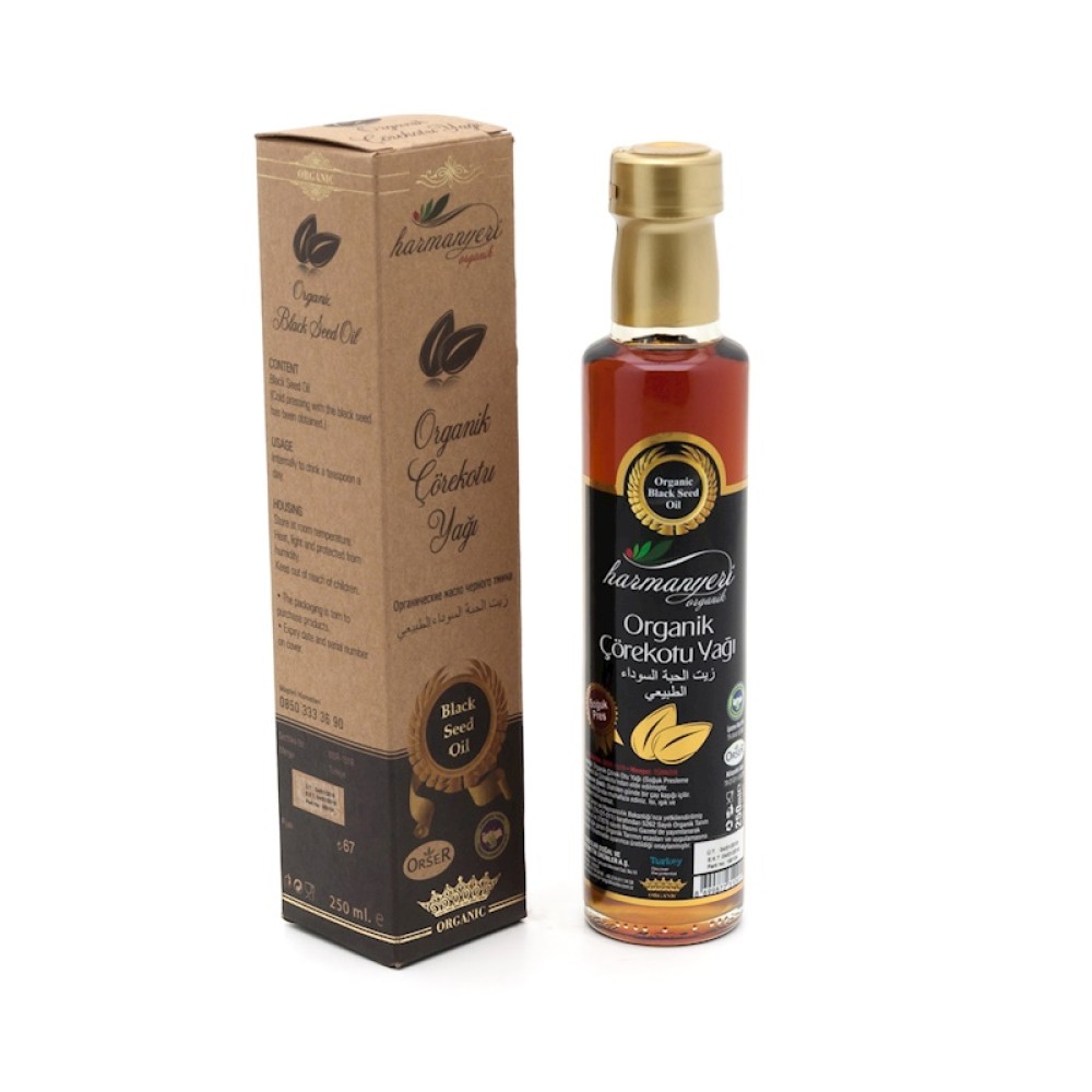 Harmanyeri organik soğuk sıkım çörekotu yağı 250 ml cam şişe