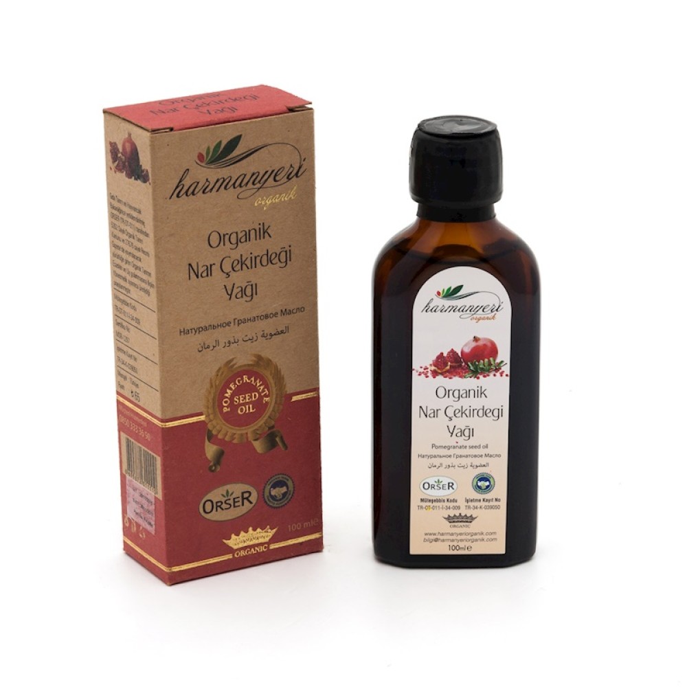 Organik nar çekirdeği yağı 100 ml soğuk sıkım cam şişe