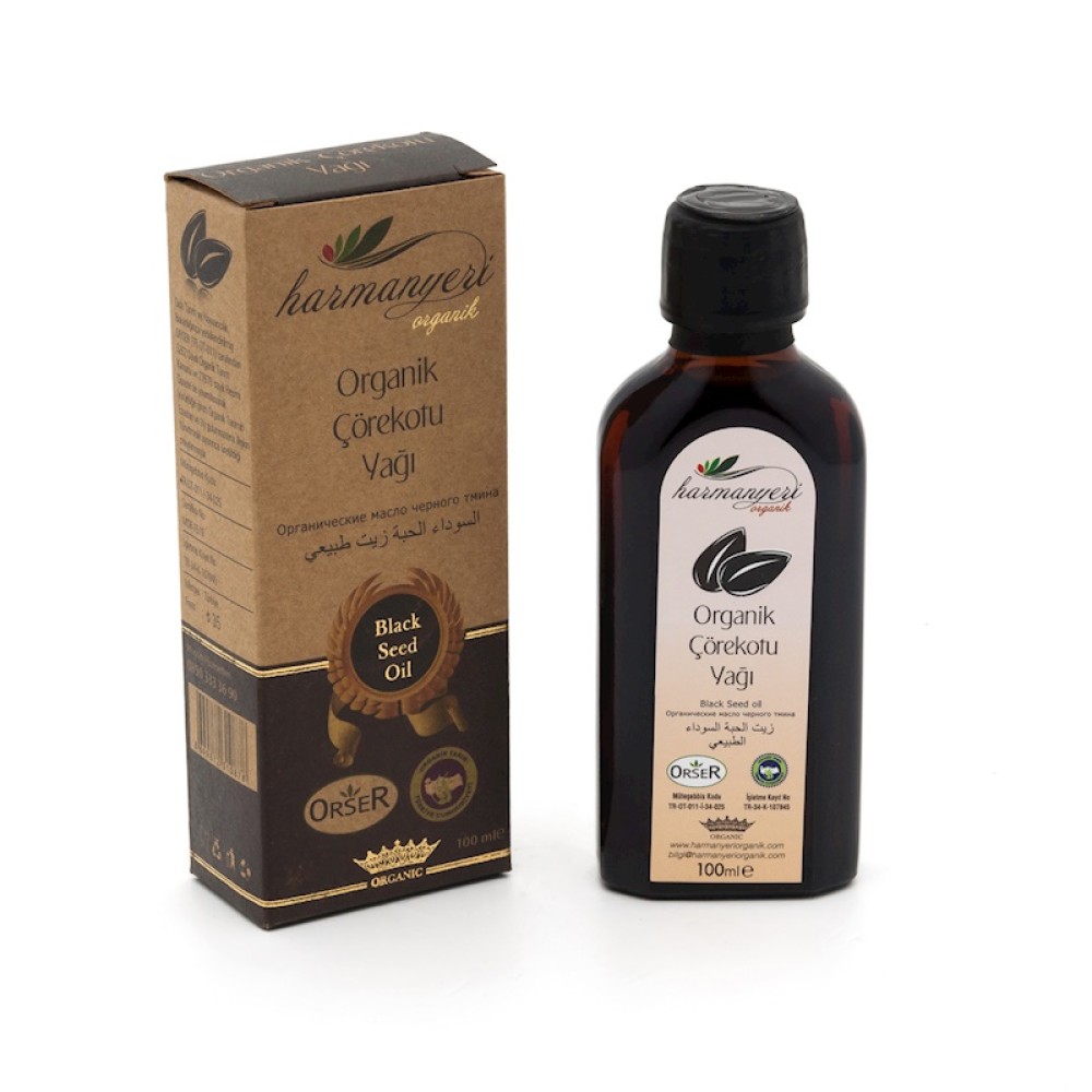 Harmanyeri organik çörekotu yağı 100 ml soğuk sıkım cam şişe