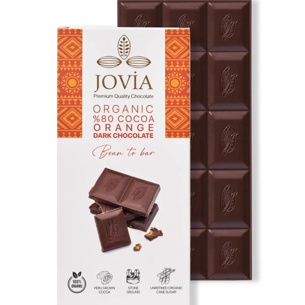 Organik portakallı bitter çikolata, freeze dry portakallı vegan çikolata