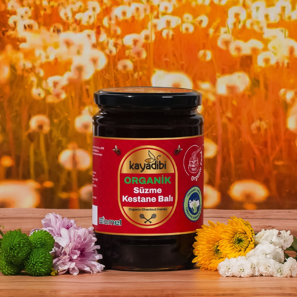 Organik süzme kestane balı 850 gr kavanoz, sertifikalı ve temiz içerikli organik kestane balı