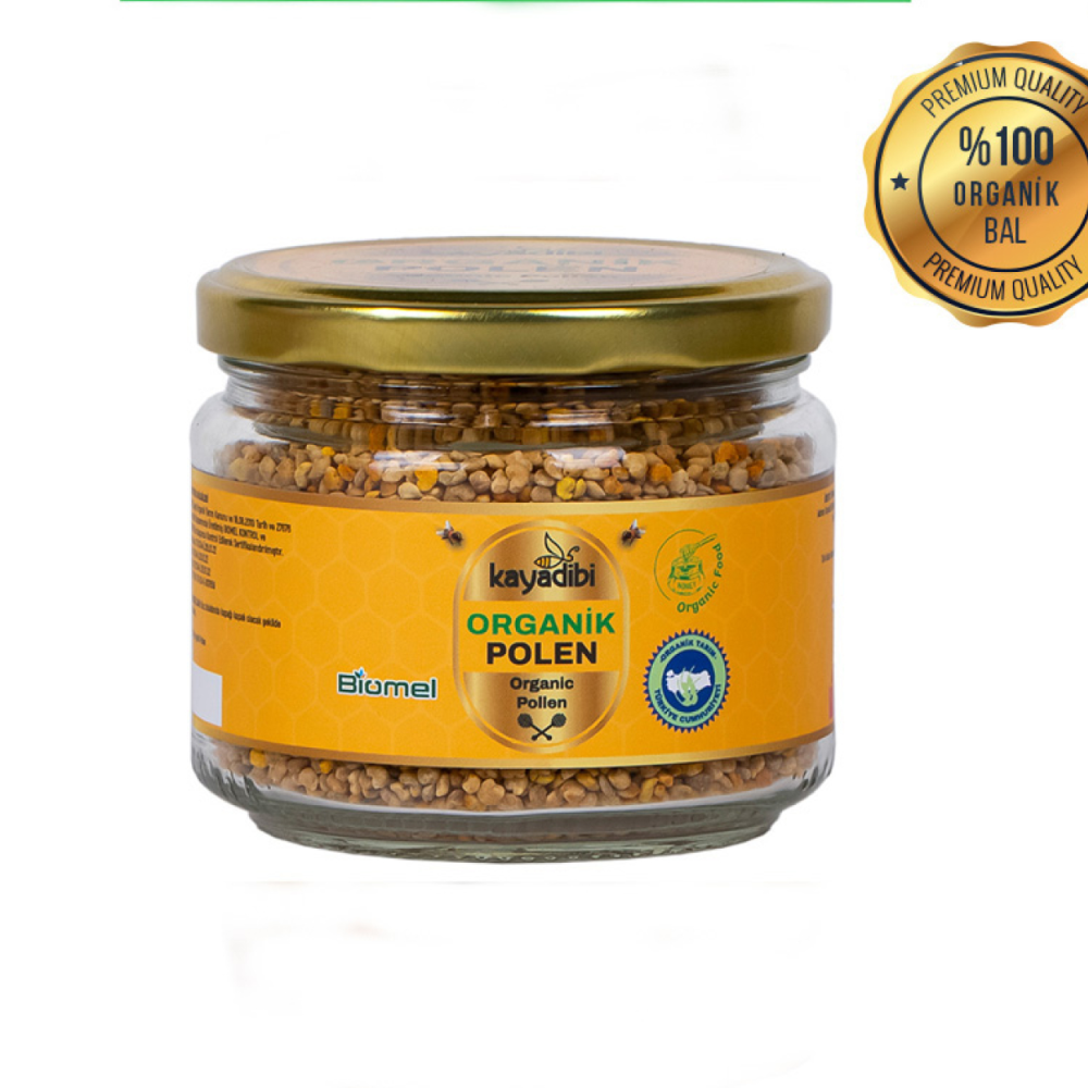 Organik arı poleni 200 gr kavanoz, sertifikalı ve temiz içerikli ham organik polen