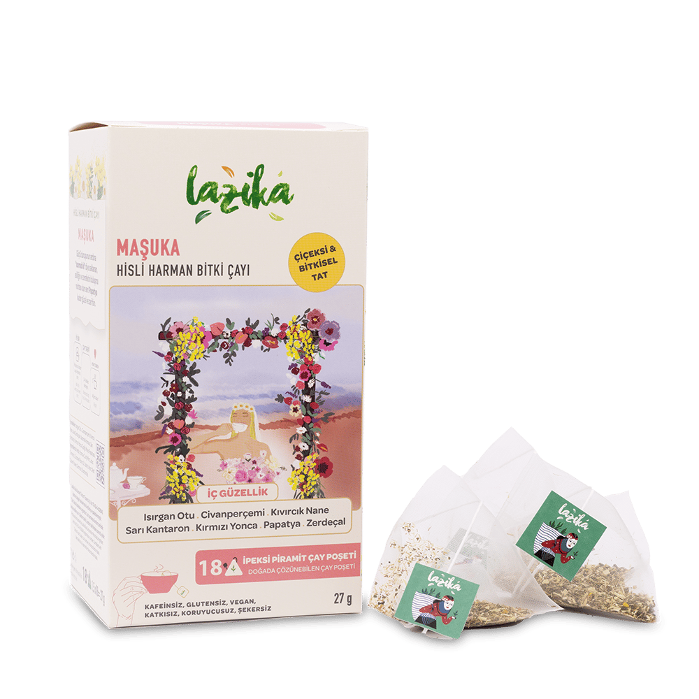 Lazika Masuka siyah çay paketi, doğal çiçek aromalı butik Karadeniz çayı