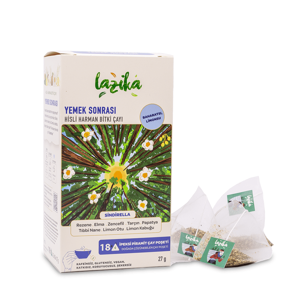 Lazika Yemek Sonrası Sindirella bitki çayı paketi, sindirim düzenleyici ve mide rahatlatıcı bitki harmanı