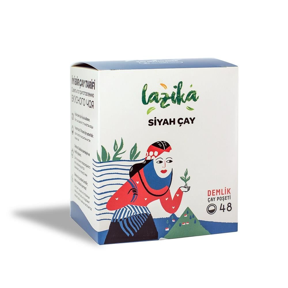 Lazika siyah demlik poşet çay 48'li paket, kaliteli siyah çay demlik poşeti tozsuz