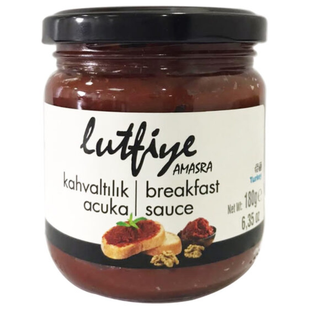 Lütfiye kahvaltılık acuka 180 gr cam kavanoz, cevizli ve baharatlı geleneksel kahvaltılık ezme