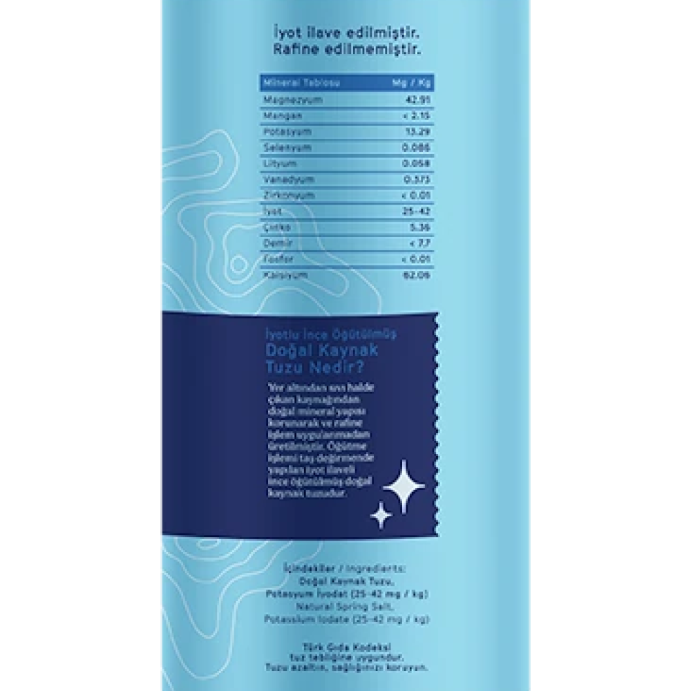 Mayi öğütülmüş iyotlu sofra tuzu 250 gr tuzluklu şişe, pratik kullanımlı doğal kaynak tuzu