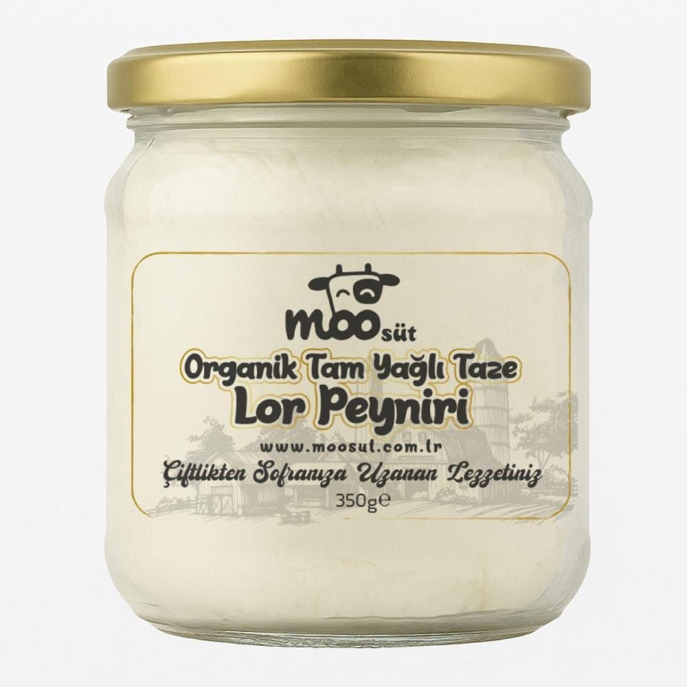 Moo organik lor peyniri 350 gr kase, bebekler için tuzsuz organik lor peyniri