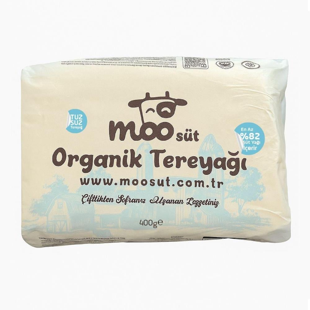 Moo organik tereyağ 500 gr paket, geleneksel yayık tipi organik süt yağı tereyağı