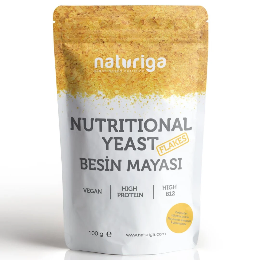 Naturiga besin mayası 100 gr paket, B12 vitaminli vegan peynir aromalı nutritional yeast flakes