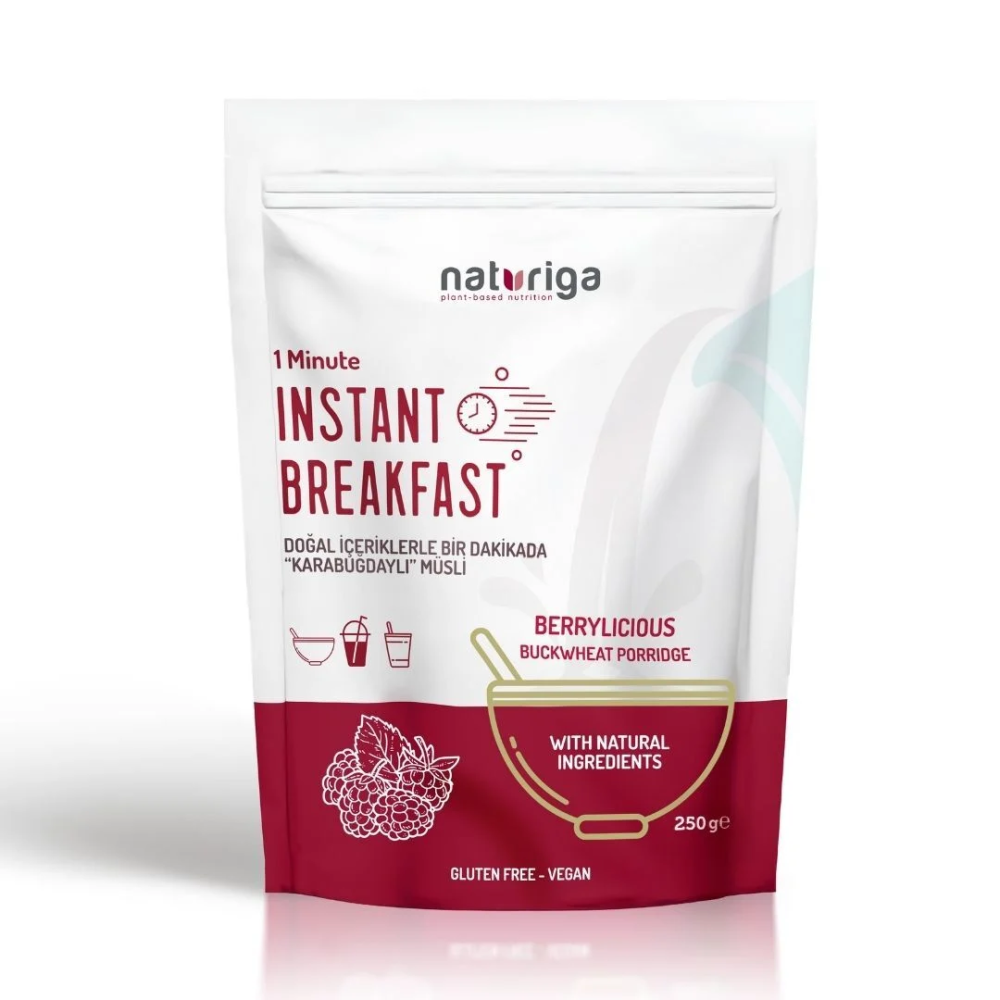 Naturiga berry meyveli hazır kahvaltı karışımı 250 gr paket, glütensiz yulaf chia dondurulmuş meyve karışımı