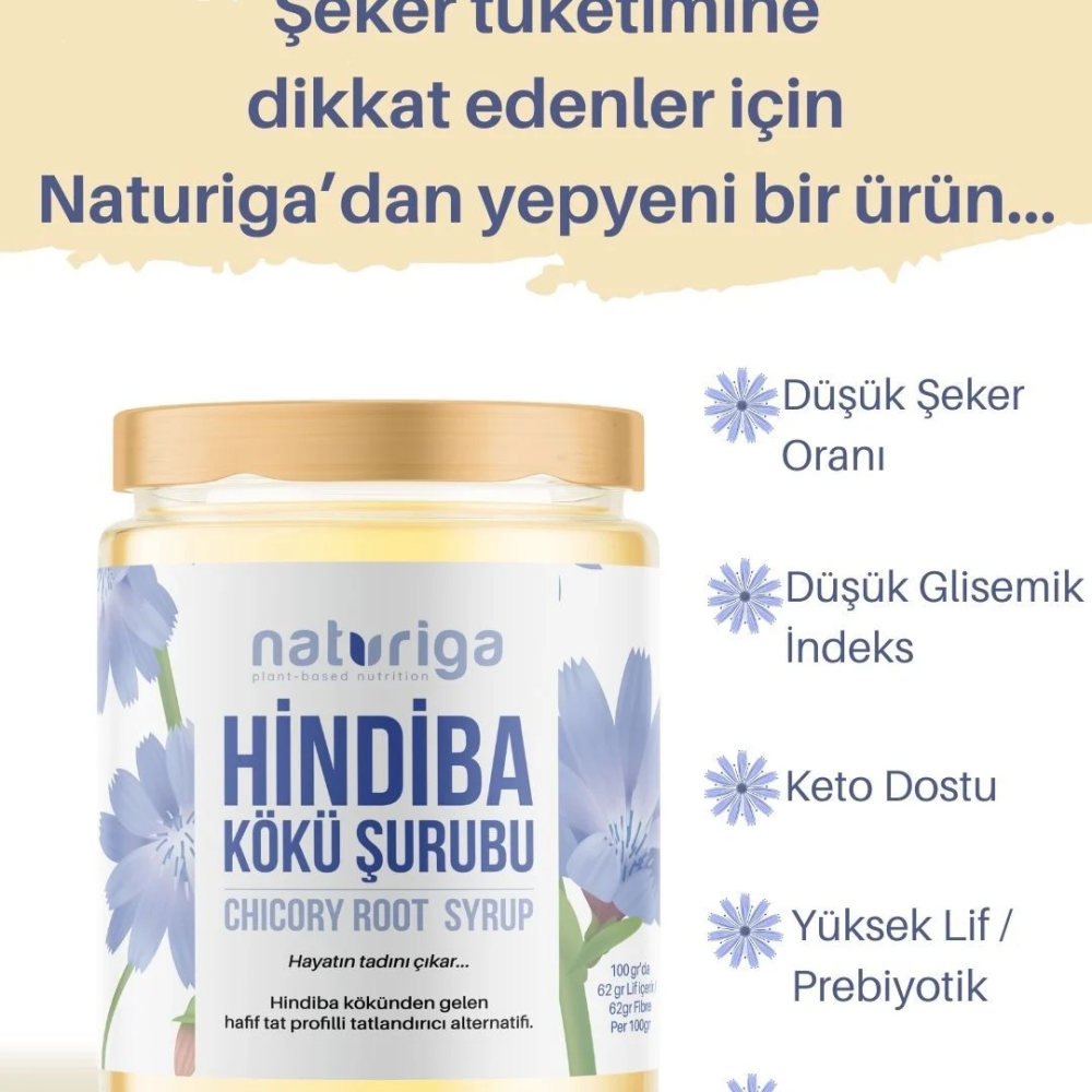 Naturiga %100 hindiba kökü şurubu 200 gr şişe, doğal prebiyotik inülin içerikli tatlandırıcı
