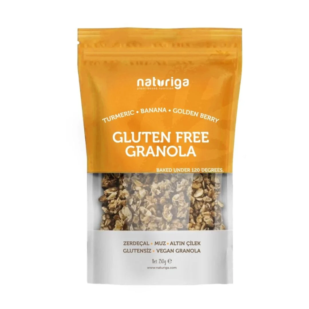 Naturiga Glutensiz Zerdeçal & Altın Çilek Granola 250 gr (Vegan & Şekersiz)